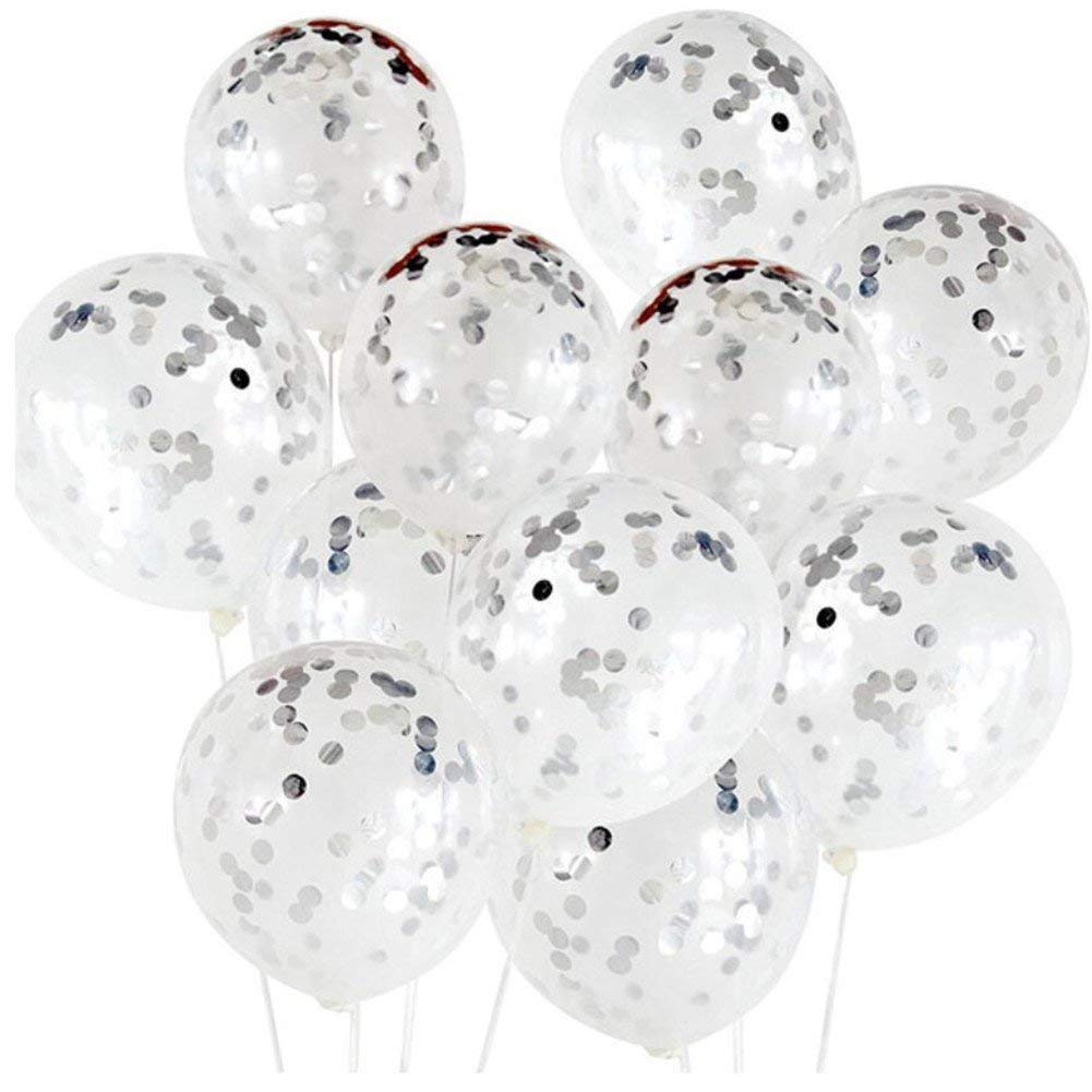 Clear Balloons with Silver confetti 12 inches