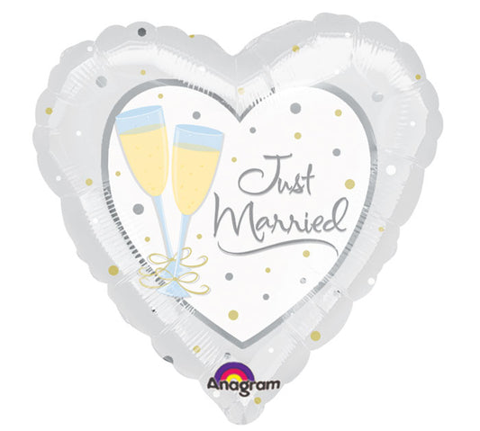 Just Married heart shape foil balloon