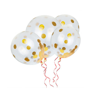 Clear Balloon 12 inches with Gold Metallic Confetti