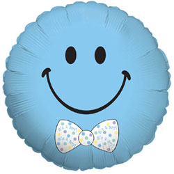 Boy Smiley Face  with a Bow Balloon