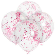 Cargar imagen en el visor de la galería, Clear Balloons 12 inches with Pink confetti