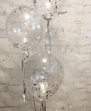 Load image into Gallery viewer, Clear Balloons with Silver confetti 12 inches