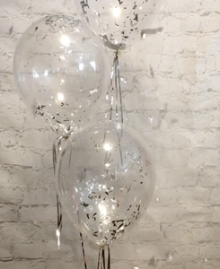 Clear Balloons with Silver confetti 12 inches