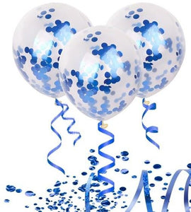 Clear Balloons with Blue confetti 12 inches
