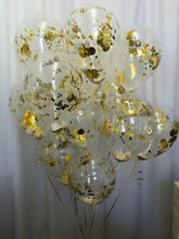 Load image into Gallery viewer, Clear Balloon 12 inches with Gold Metallic Confetti