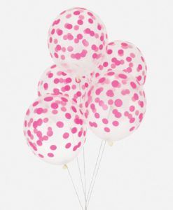 Clear Balloons 12 inches with Pink confetti