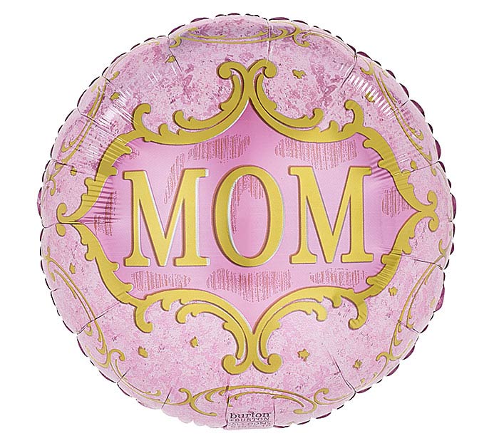 MOM Golden and Pink Round Foil Balloon